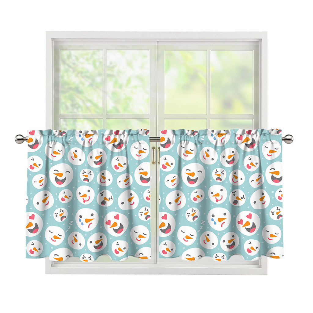 Snowman Emoji Pattern Print Tier Curtains