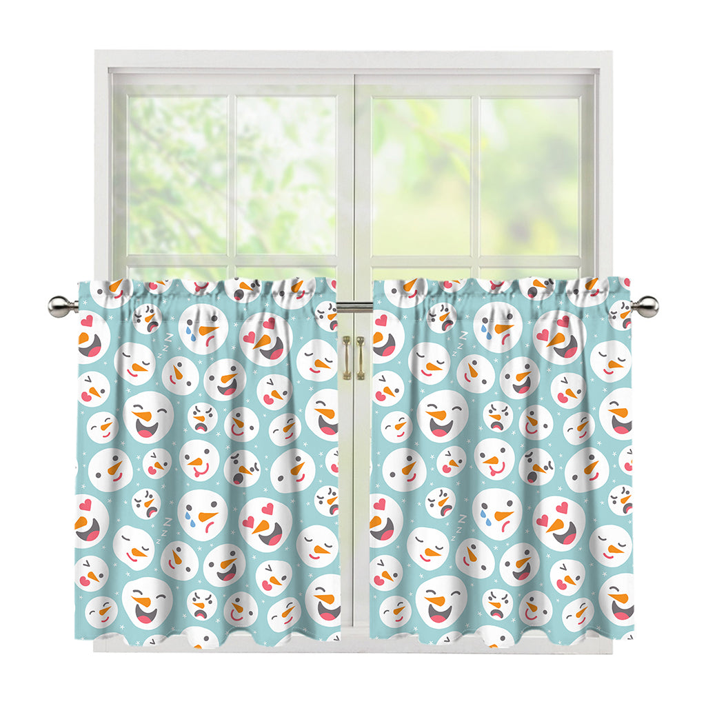 Snowman Emoji Pattern Print Tier Curtains