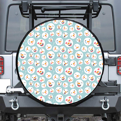 Snowman Emoji Pattern Print Tire Cover