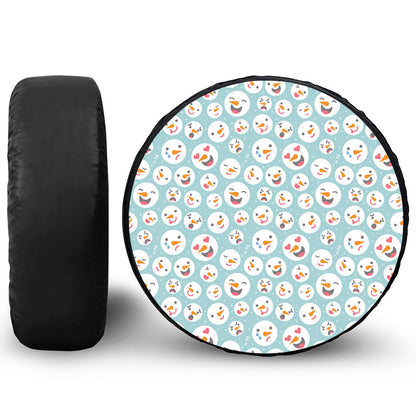 Snowman Emoji Pattern Print Tire Cover