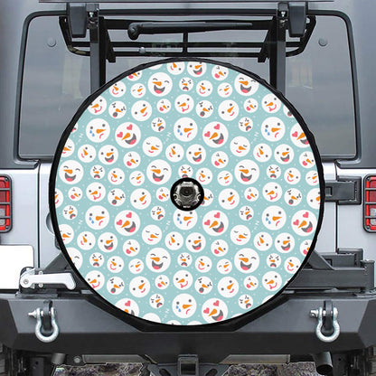 Snowman Emoji Pattern Print Tire Cover With Camera Hole