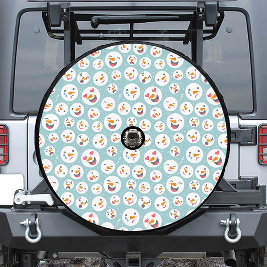 Snowman Emoji Pattern Print Tire Cover With Camera Hole