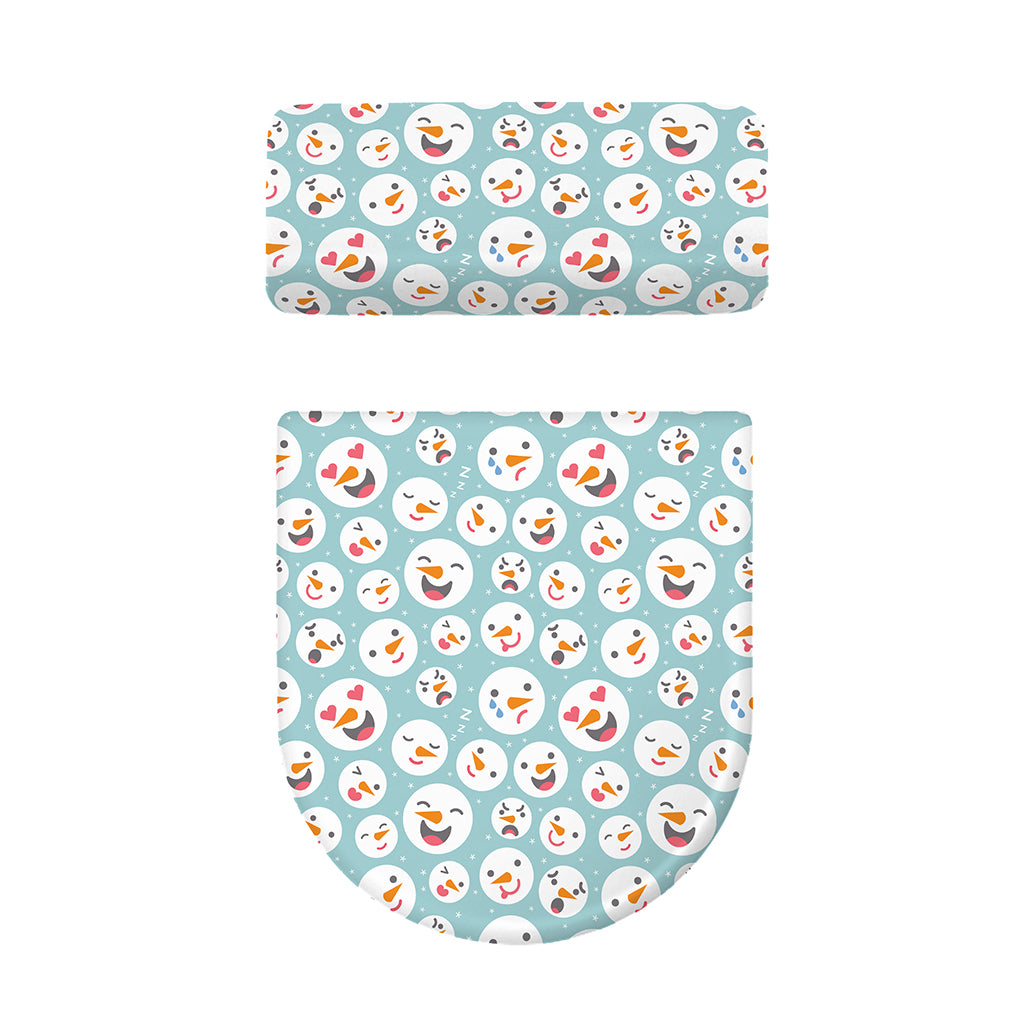 Snowman Emoji Pattern Print Toilet Lid And Tank Cover Set