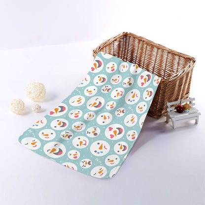 Snowman Emoji Pattern Print Towel