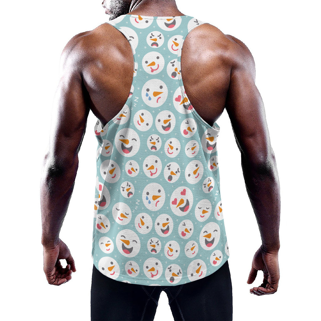 Snowman Emoji Pattern Print Training Tank Top