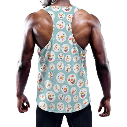 Snowman Emoji Pattern Print Training Tank Top