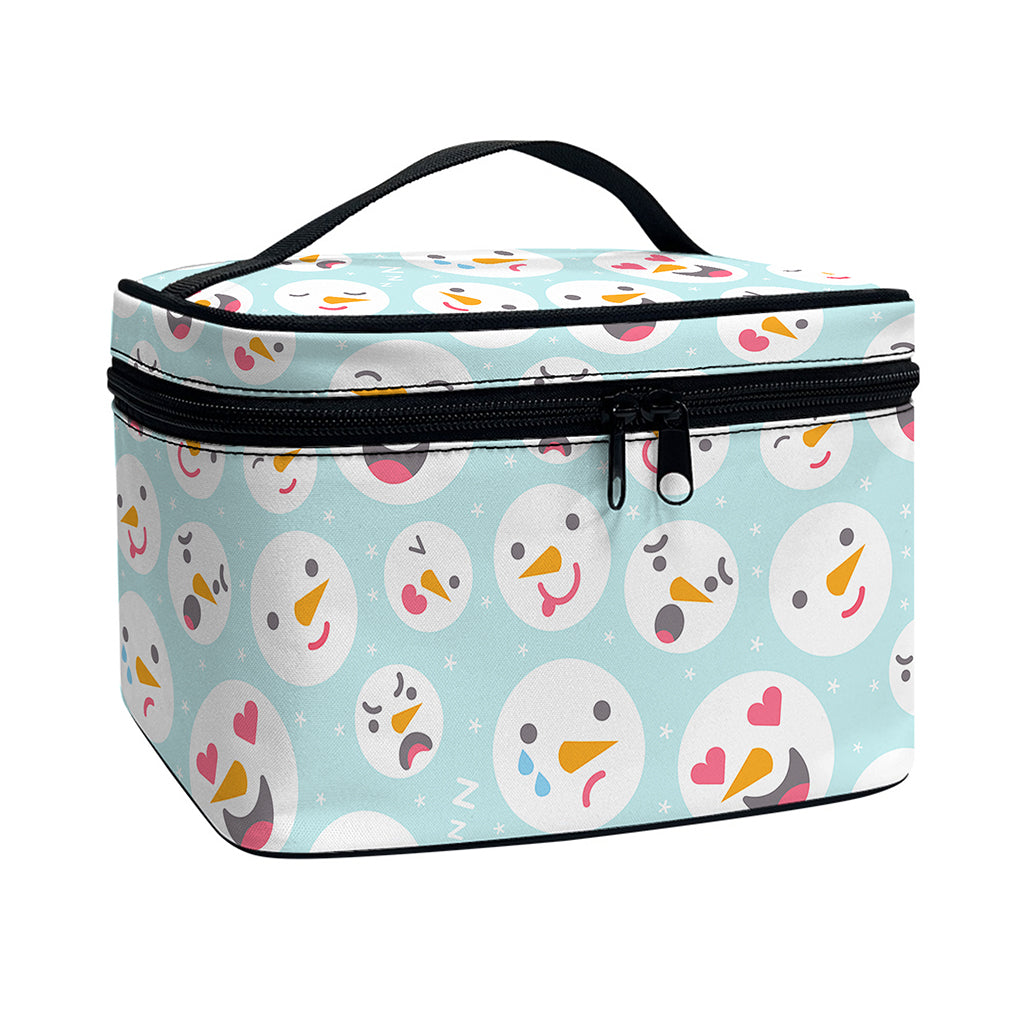 Snowman Emoji Pattern Print Travel Makeup Bag