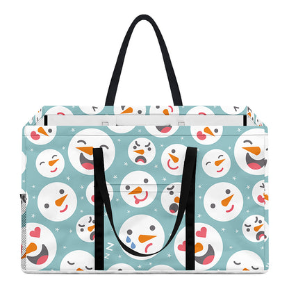 Snowman Emoji Pattern Print Utility Tote Bag