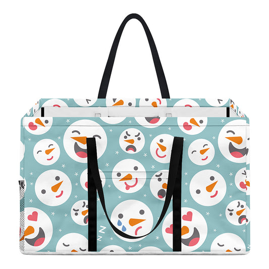 Snowman Emoji Pattern Print Utility Tote Bag