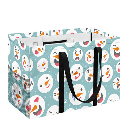 Snowman Emoji Pattern Print Utility Tote Bag