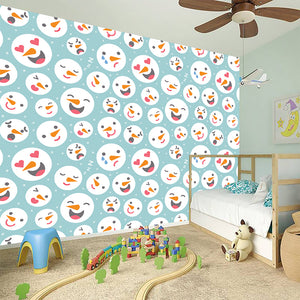 Snowman Emoji Pattern Print Wall Sticker