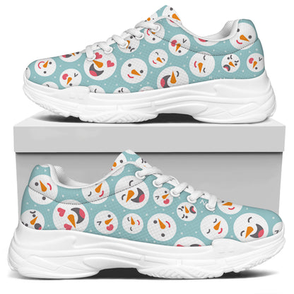 Snowman Emoji Pattern Print White Chunky Shoes