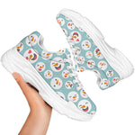 Snowman Emoji Pattern Print White Chunky Shoes