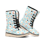 Snowman Emoji Pattern Print Winter Boots