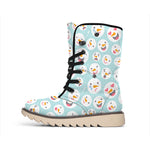 Snowman Emoji Pattern Print Winter Boots