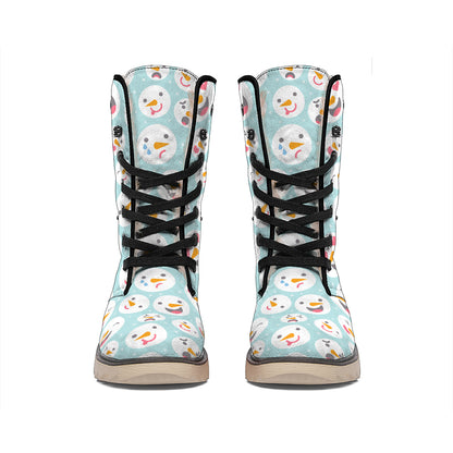Snowman Emoji Pattern Print Winter Boots
