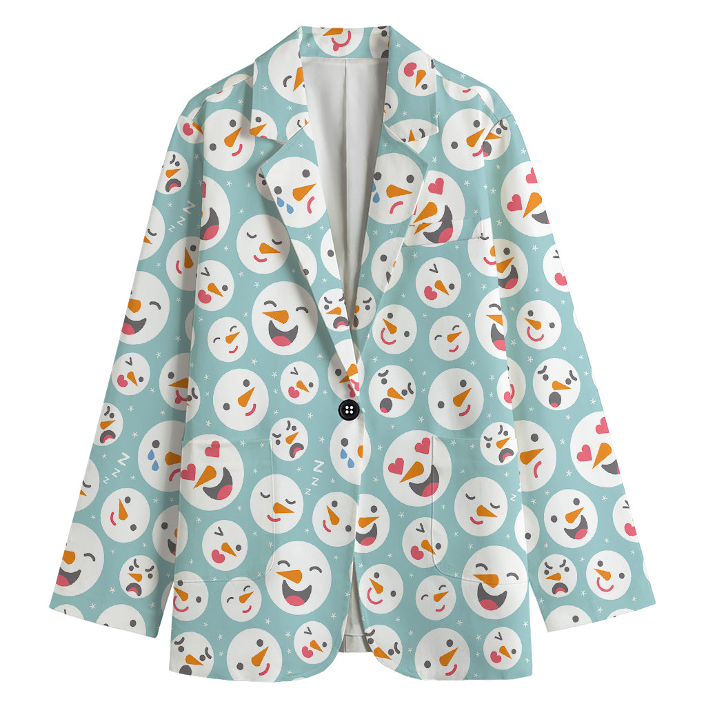 Snowman Emoji Pattern Print Women's Blazer