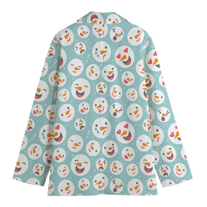 Snowman Emoji Pattern Print Women's Blazer