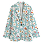 Snowman Emoji Pattern Print Women's Cotton Blazer