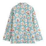 Snowman Emoji Pattern Print Women's Cotton Blazer