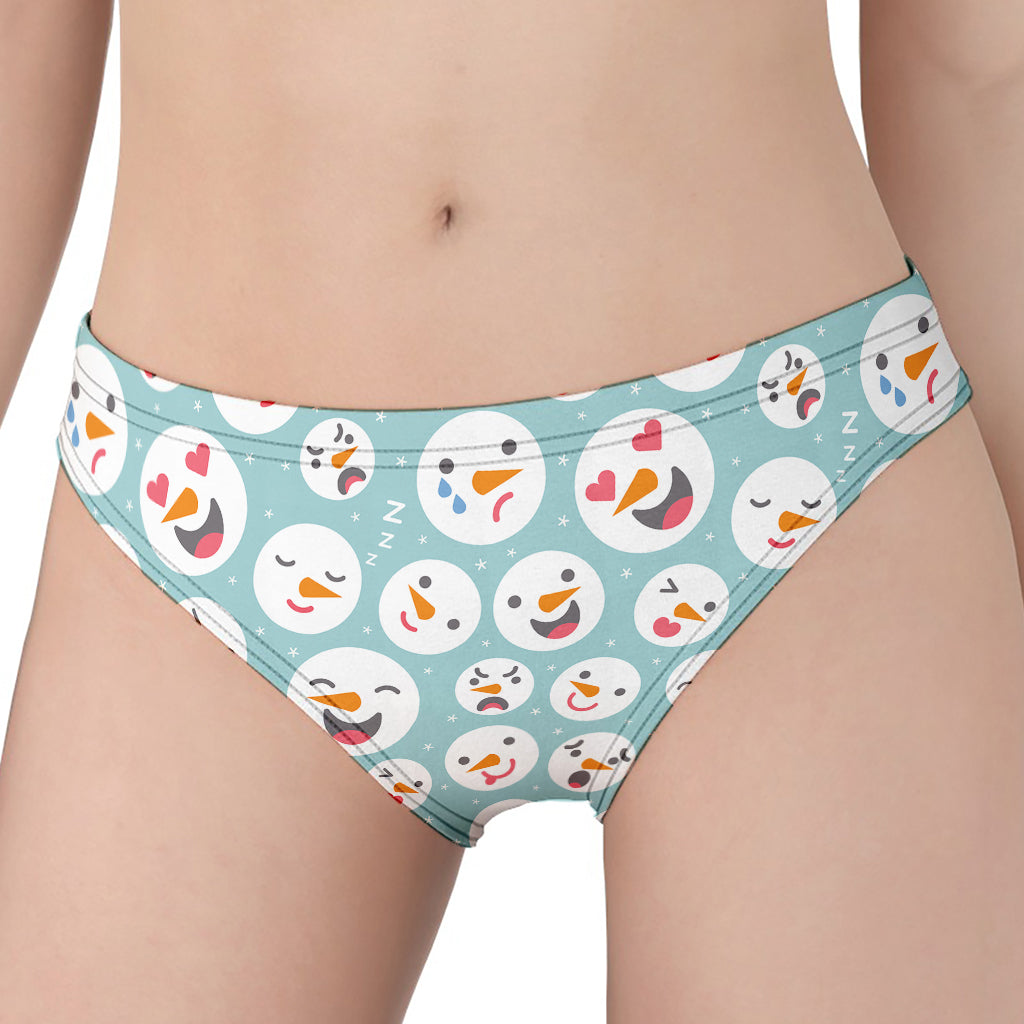 Snowman Emoji Pattern Print Women's Panties