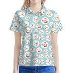 Snowman Emoji Pattern Print Women's Polo Shirt