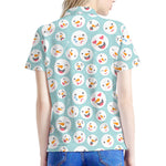 Snowman Emoji Pattern Print Women's Polo Shirt