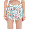 Snowman Emoji Pattern Print Women's Split Running Shorts