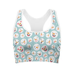Snowman Emoji Pattern Print Women's Sports Bra