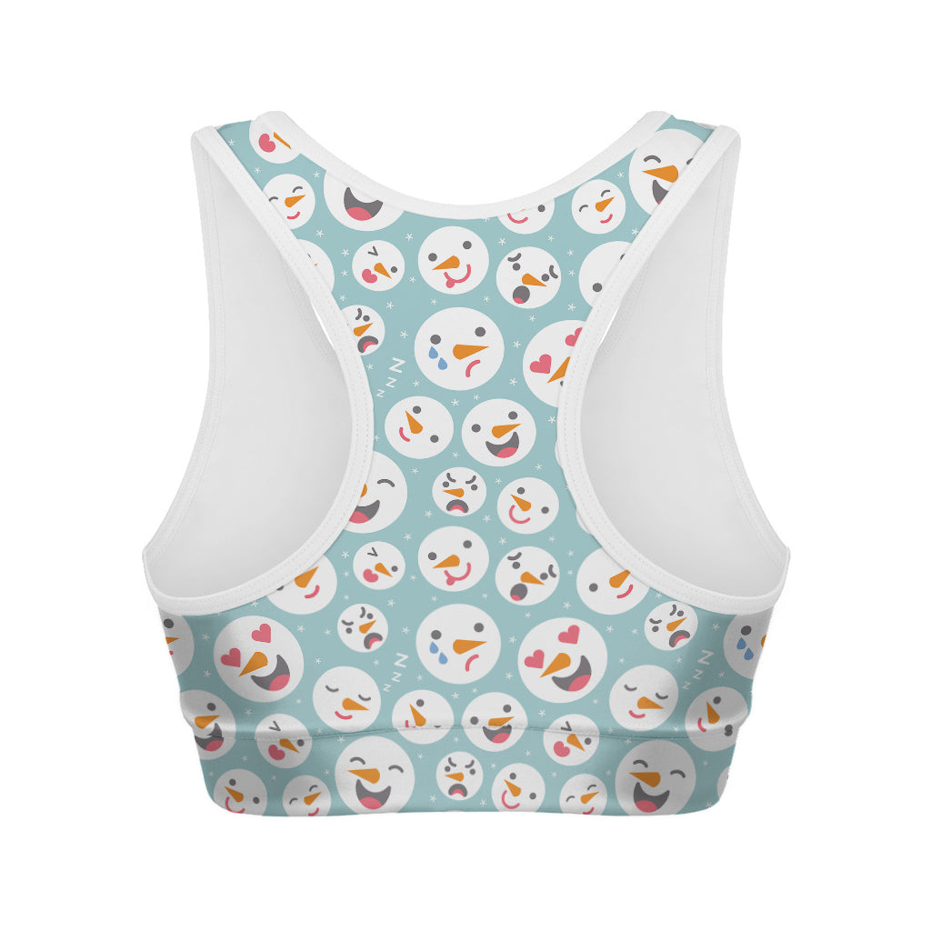 Snowman Emoji Pattern Print Women's Sports Bra