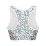 Snowman Emoji Pattern Print Women's Sports Bra