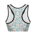 Snowman Emoji Pattern Print Women's Sports Bra