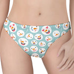 Snowman Emoji Pattern Print Women's Thong