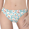 Snowman Emoji Pattern Print Women's Thong