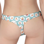 Snowman Emoji Pattern Print Women's Thong