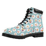 Snowman Emoji Pattern Print Work Boots