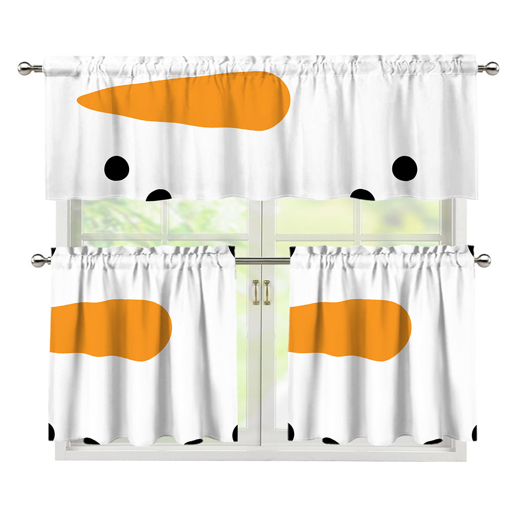 Snowman Face Print 3 Piece Kitchen Curtains