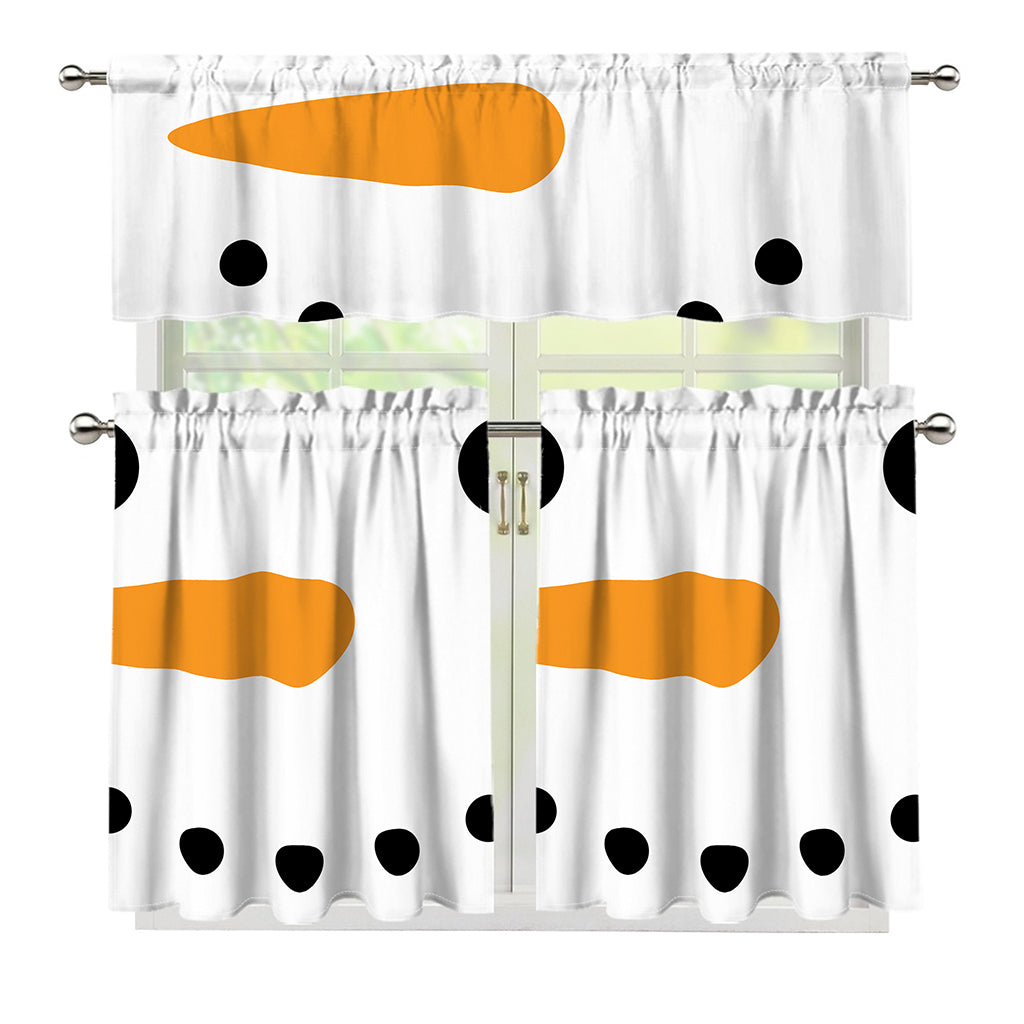 Snowman Face Print 3 Piece Kitchen Curtains
