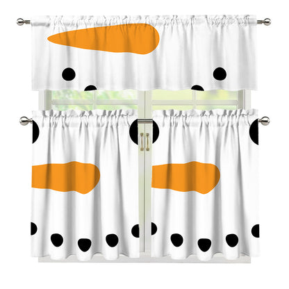 Snowman Face Print 3 Piece Kitchen Curtains