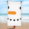 Snowman Face Print Beach Towel