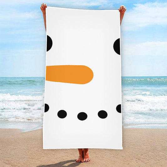 Snowman Face Print Beach Towel