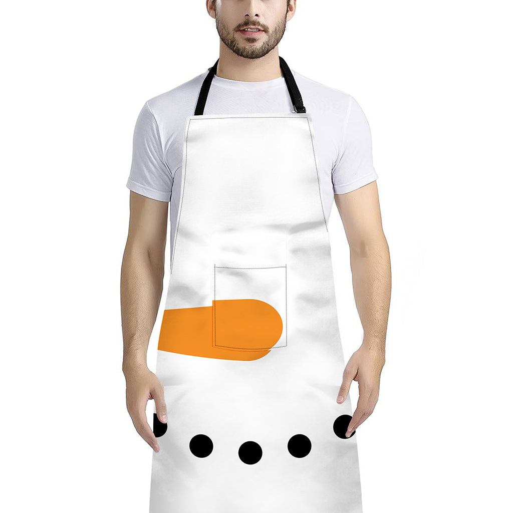 Snowman Face Print Bib Apron With Pocket