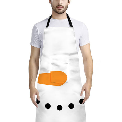 Snowman Face Print Bib Apron With Pocket