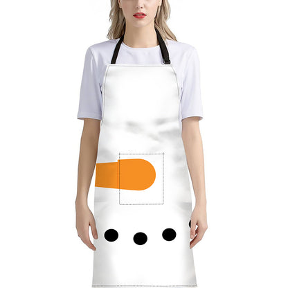 Snowman Face Print Bib Apron With Pocket