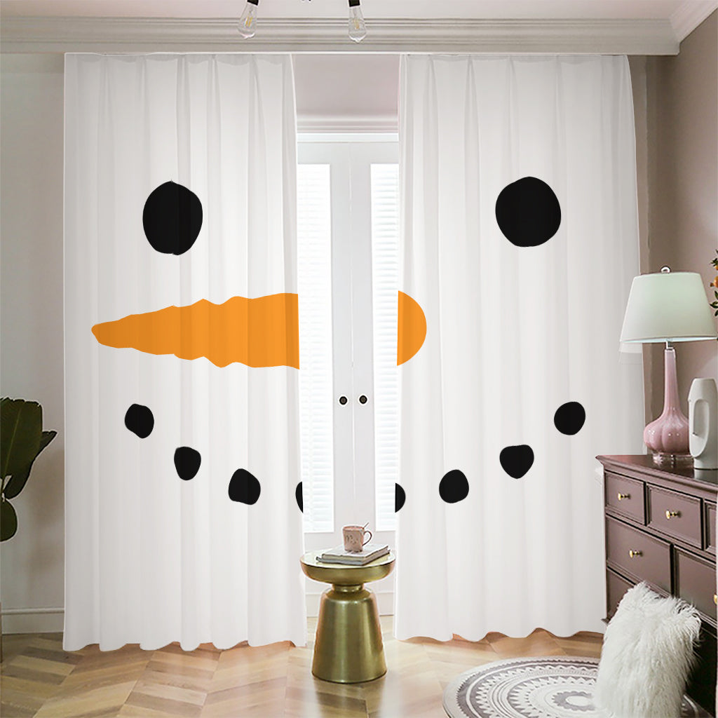 Snowman Face Print Blackout Pencil Pleat Curtains