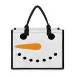 Snowman Face Print Canvas Tote Bag