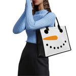 Snowman Face Print Canvas Tote Bag