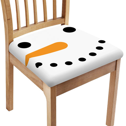 Snowman Face Print Chair Cushion Cover
