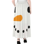 Snowman Face Print Chiffon Maxi Skirt