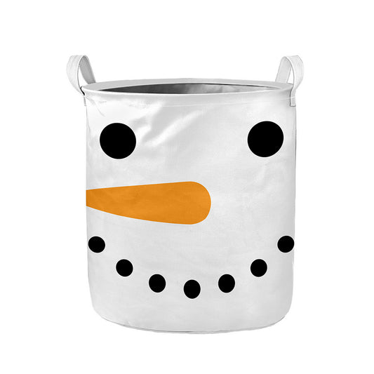 Snowman Face Print Collapsible Laundry Basket